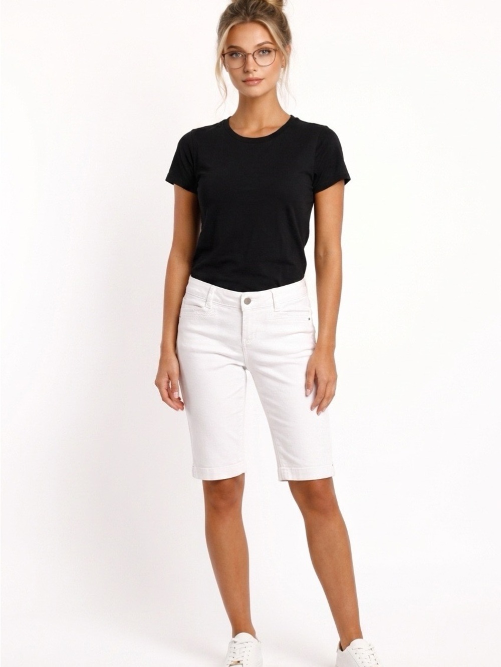 White House Black Market White Mid-Length Bermuda Shorts #SH1